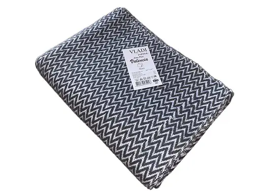 Плед бавовняний Vladi Валенсія Антоніо 100х140 біло-темно-сірий - фото 1