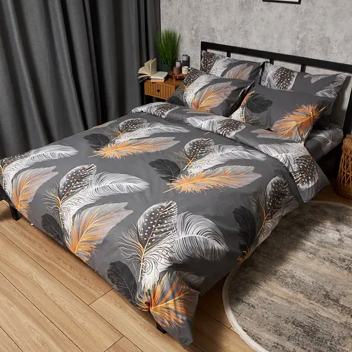 Комплект постільної білизни Moon&Star Бязь Gold Люкс Mystic Feathers King Size 220x240 наволочки 2х50х70 - фото 1