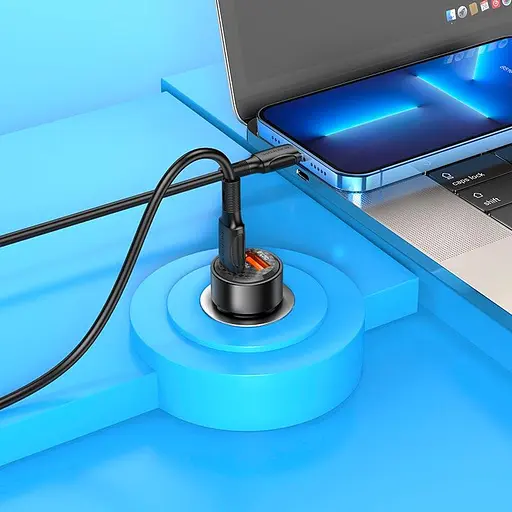 Адаптер автомобильный Borofone Smart dual port car charger BZ20 1USB/1Type-C, 38W/3A, PD/QC| - фото 2