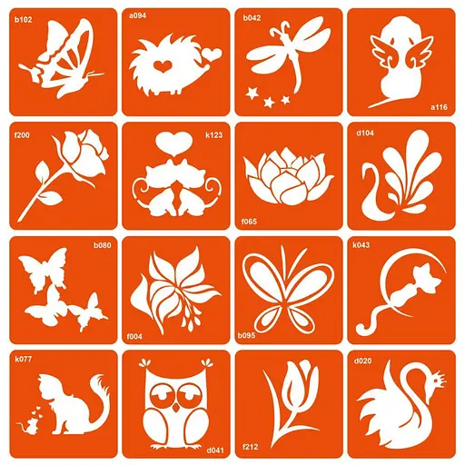 Набір трафаретів для біо-тату Мікс для дівчаток №2 mix_for_girls_simple_2-16