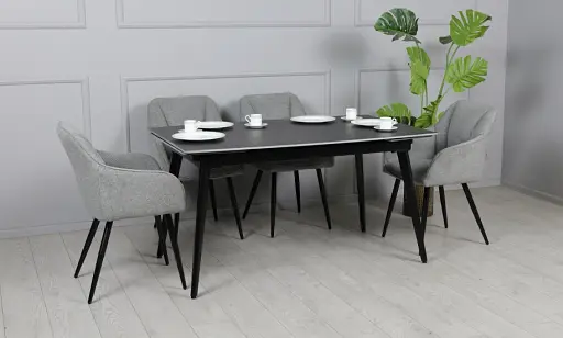 Стол Люкс черный мат 1400/2000х900х760 черные ноги - фото 15