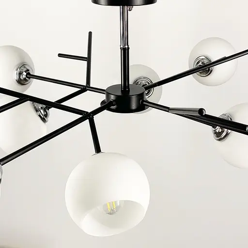 Стельова люстра в чорному корпусі на 8 плафонів | Арт. 088N/8 BK | Line F - фото 5