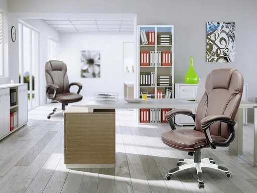 Кожаное офисное кресло Eago EG-222 коричневое - фото 3