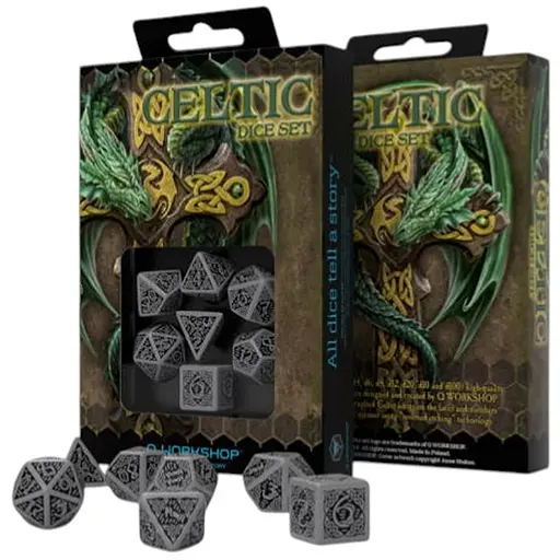 Набір кубиків Celtic 3D Revised Gray & black Dice Set , 7 шт. (SCER12) - фото 1