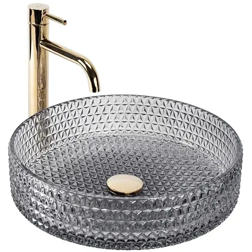 Умывальник Rea Cristal Grey накладной REA-U0277, Прозрачный - фото 1