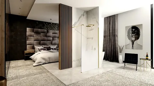 Душова стінка Rea Aero ombre 120 matt brushed gold REA-K2466, матовий, золотий - фото 4