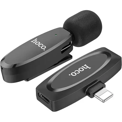 Мікрофон-петличка Hoco L15 iP Crystal lavalier wireless digital microphone Чорний - фото 1