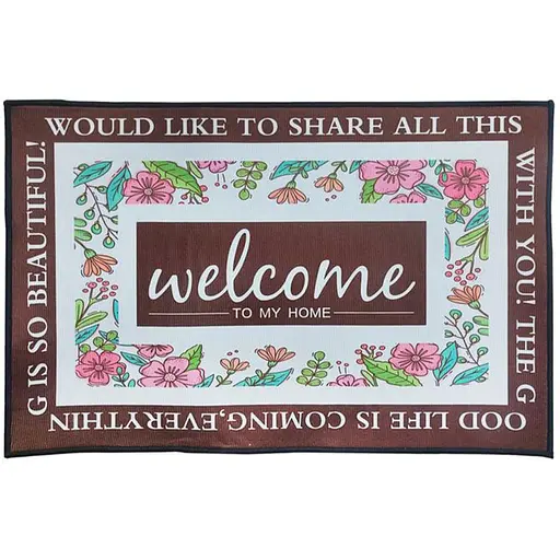 Килимок придверний Welcome прямокутний 60х40 см, коричневий Yiwu HP-47-1BR