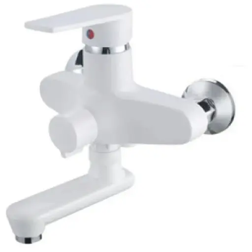 Смеситель для ванны PLAMIX OSCAR-008 EURO SET WHITE (со шлангом, лейкой и кронштейном) (PM0698) - фото 1