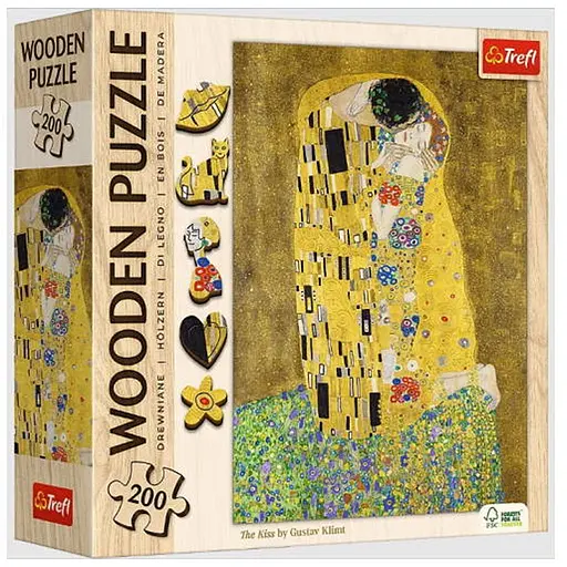 Пазл Trefl дерев'яний фігурний Поцілунок Густав Клімт 200 ел. (20247) - фото 1
