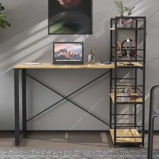 Письменный стол Ferrum-decor Серии Конект с этажеркой 75x120x60 черный ДСП Дуб Артизан 16мм (FRD-104221)