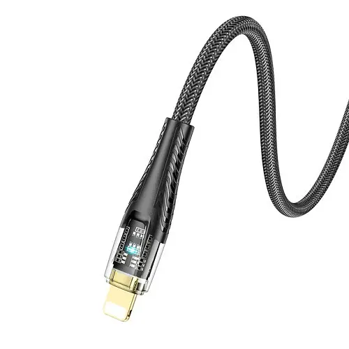 Кабель PD Hoco U121 золотистий standard Transparent Discovery Edition iP 1,2 м чорний