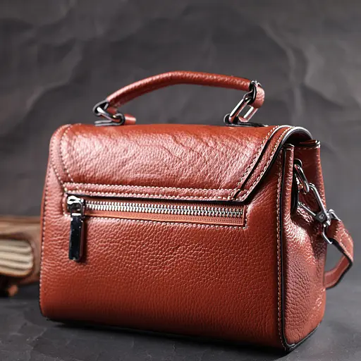 Сумка Vintage из натуральной кожи с защелкой 19х15х9 см sum0029040 - фото 10