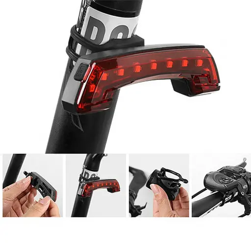 Задняя велофара BG-806-11SMD (красный) ЗУ + micro USB + звонок + поворотники - фото 5