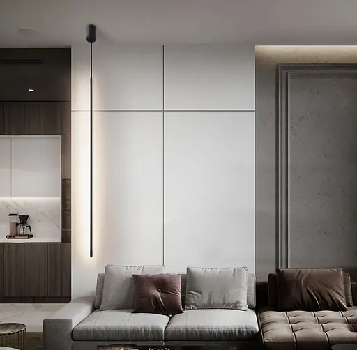 Лінійні підвісні світильники у чорному каркасі довжиною 100 см | Арт. J 014/1000 BK | Line F - фото 2