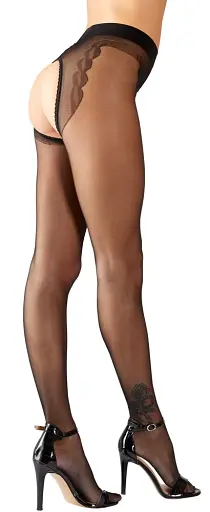 Колготки Cottelli Collection Crotchless Tights 4 чорний - фото 3