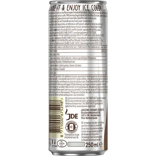 Напиток молочный с кофе Douwe Egberts Ice Cappuccino 250 мл - фото 2