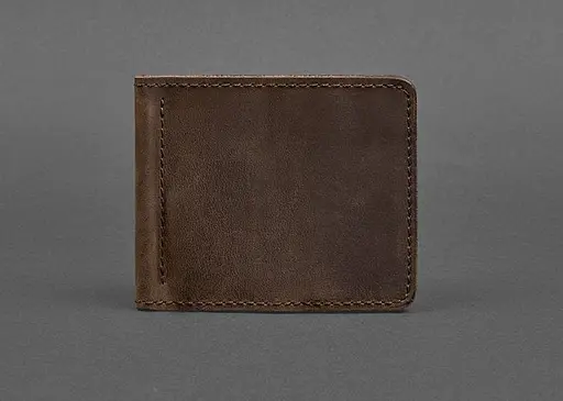 Мужской кожаный портмоне темно-коричневый 1.0 зажим для денег - фото 1
