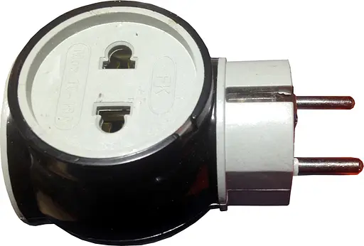 Тройник переходник (мультиевро универсальный) ЧЕРНЫЙ КАУЧУК 16А (латунь) (высокое качество) Lumano - фото 1