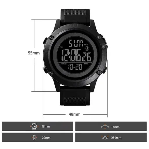 Чоловічий спортивний годинник Skmei 1508 (Чорний з чорним) - фото 7