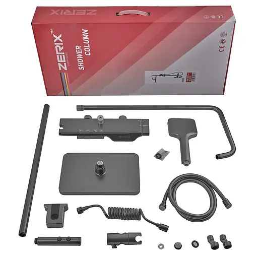Душевая система с кнопочным переключателем из алюминия Zerix PBX-009-J 4 режима graphite ZX5851, Графит - фото 4