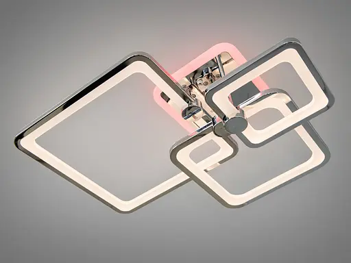 Стельова світлодіодна люстра з пультом, димером, підсвіткою, 70W, хром - фото 2