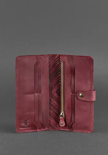 Шкіряне жіноче бордове портмоне 7.0 Інді - фото 5