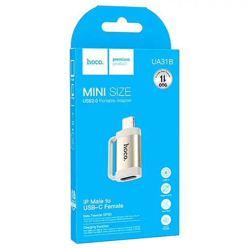 Переходник Hoco UA31B OTG Lightning male to Type-C female - фото 5