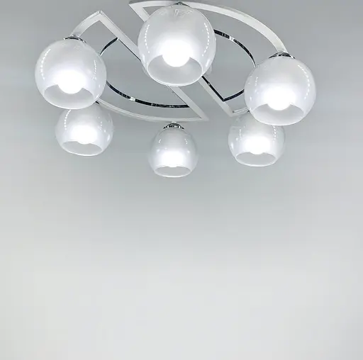 Белая потолочная люстра на 6 плафонов | Ст. 51795/6 CH+WT+WT | Line F - фото 2