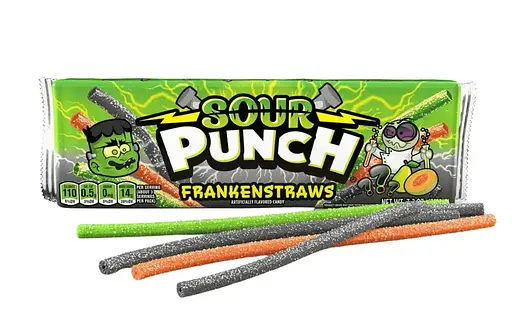 Кислі жувальні цукерки Sour Punch Halloween Frankenstraws 91 г