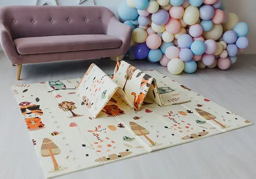 Уцінка. Дитячий двосторонній складаний килимок Poppet Тигреня в лісі і Молочна ферма, 150х180 см (PP001-150) - фото 8