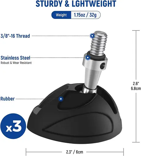 Универсальная накладка для ножек штатива NEEWER со съемными шипами штатива, 3 комплекта нескользких шипов - фото 2