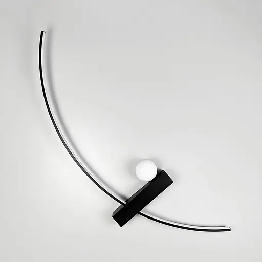 Чорне дугове бра з білим плафоном у лівому корпусі 100 см Line F Арт. WJ113/1000 L BK (лівий) - фото 6