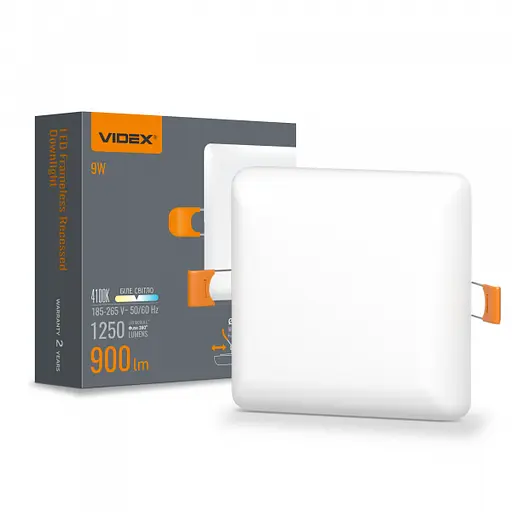 LED світильник безрамковий квадратний VIDEX 9W 4100K - фото 1