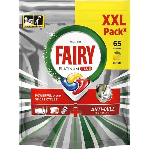 Капсулы для посудомоечных машин Fairy Platinum Plus Все-в-1, 65 шт. - фото 1