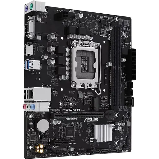 Материнская плата Asus Prime LGA1700, H610M-R-SI, H610, 2xDDR5, Int.Video (CPU), 4xSATA3, 1xM.2, 1xPCI-E 4.0x16, 1xPCI-E 3.0x1, ALC897, RTL 3xUSB3.2/4xUSB2.0, VGA/HDMI/DP, MicroATX - фото 3