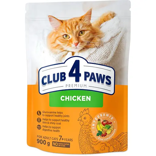Сухой корм Club 4 Paw Premium для летних кошек +7 лет с курицей 900 г - фото 1