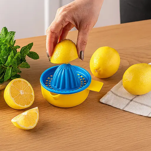 Соковыжималка ручная для цитрусовых 200 мл, Kitchette Желтый с голубым 87617 - фото 2