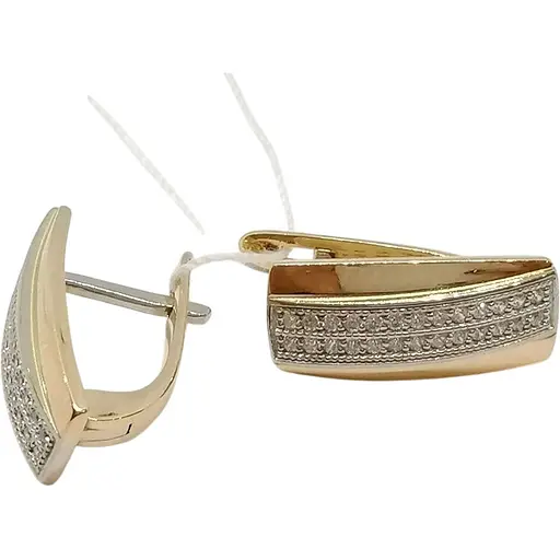 Золотые серьги Харьковская ювелирная фабрика с фианитами. 60152