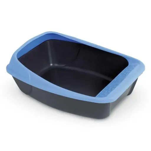 Туалет для кішки з рамкою MPS Virgo Dark Grey/Blue 52x39x20 см - фото 1