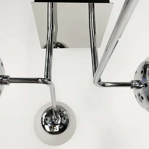 Сучасна стельова люстра в хромі на 4 білих плафони Line.F 2693/4 (new) CH+WT - фото 3