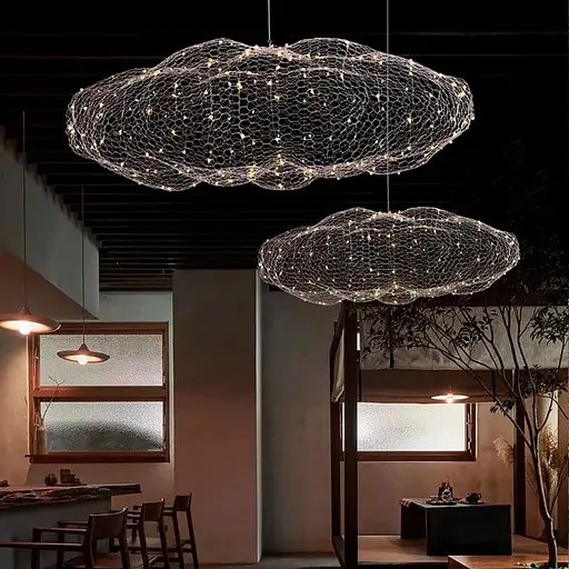 Декоративная люстра-облачко Led Cloud в серебряном корпусе 120х63 см Арт. MJ 83-1200 CH Line F - фото 1