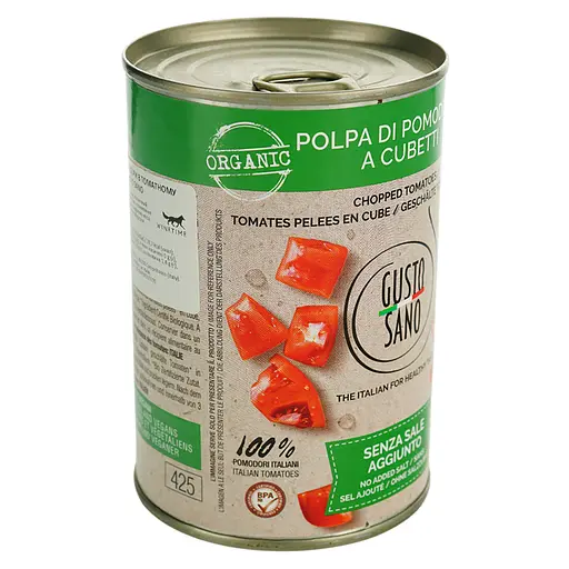 Томати Gusto Sano Organic Chopped Tomatoes очищені різані кубиками органічні 400 г - фото 2