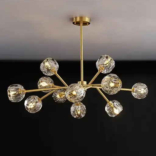 Кришталева світлодіодна люстра Блик 8610 (Золота) 6 плафонів