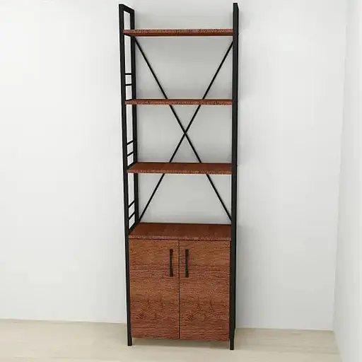 Этажерка 4/60 Ferrum-decor Серии Конект с тумбой 179x60x28 Черный ДСП Венге (FRD-105540)