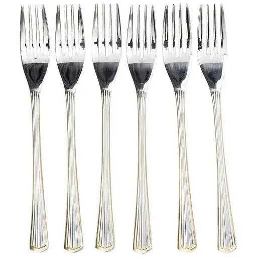 Набор десертных вилок Yiwu 6 штук из нержавеющей стали 15.2 см, серебристый с золотым HP-20-34