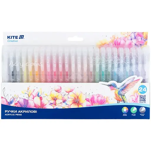 Ручки акрилові Kite Creative набір 24 шт. (K-1296) - фото 1