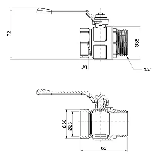 Кран шаровой Icma 3/4" прямой №352 (87352AE11) - фото 3