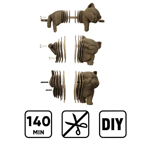 Три Кошеня (KITTENS TRIO) - Картонний 3Д пазл Cartonic - фото 4