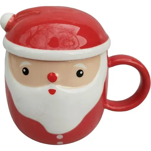 Кружка новогодняя Olens O8030-218 Морозко с керамической крышкой 360 мл Красная - фото 1